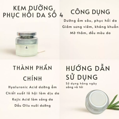 CHÍNH HÃNG Kem Dưỡng Phục Hồi Da Số 4 MH Beauty Spa 20g - Làm Dịu, Cấp Ẩm, Mờ Thâm, Tái Tạo Da Hư Tổn 488.000 VND