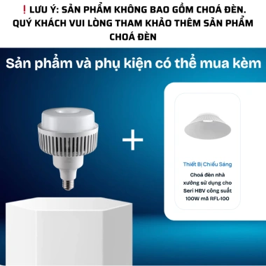 Choá đèn nhà xưởng MPE cho Đèn LED HBV 65-100W, ánh sáng trắng 6.500K, giảm giá 18% chỉ 84.000₫