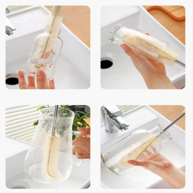 Chổi Cọ Vệ Sinh Bình Nước Chai Lọ Cán Dài Đầu Linh Hoạt, Giữ Nhiệt, Giá 29.000₫