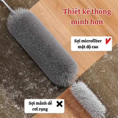 Chổi Lau Bụi Đầu Lông Xù Cán Dài Xoay 360 độ Quét Trần, Rèm, Gầm Giường 76.000đ