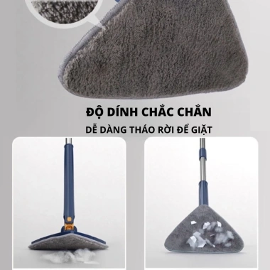 Chổi Lau Đa Năng 2.022 Miếng Lau Tam Giác Siêu Thấm Tự Vắt và Xoay 360 độ