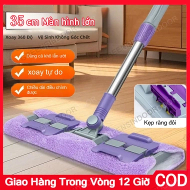 Chổi lau kẹp khăn đa năng thế hệ mới - Lau sàn, tường, trần, tặng 2 khăn chỉ 36.500₫