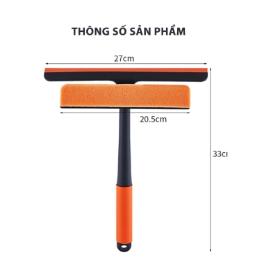 Chổi Lau Kính 3in1 Cao Cấp - Gạt Nước, Chà Rửa Siêu Sạch, Xoay 360 độ Nhựa ABS Màu Cam - Giá 34.199đ