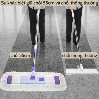 Chổi lau nhà công nghiệp 50-66cm inox xoay 360° - Lau khô nhanh sạch, chỉ 190k