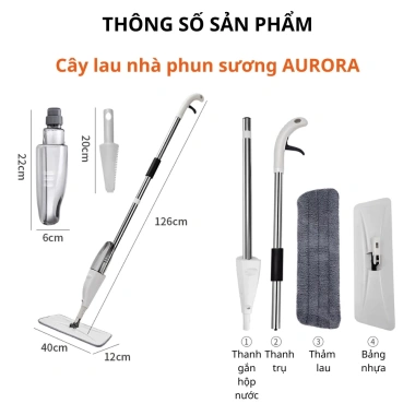 Chổi Lau Nhà Phun Sương 360 - Cây Lau Thông Minh Xoay 360 Độ Tiện Lợi
