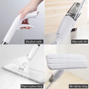 Chổi Lau Nhà Phun Sương Xoay 360 - Tự Vắt Thông Minh, Giảm Giá 21% Chỉ 79.000₫