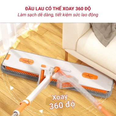 Chổi Lau Nhà Thông Minh V1-42 360 độ Bàn Lau To 42cm Đầu Gạt Bụi, Giá 159.000 VND