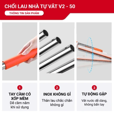 Chổi Lau Nhà Thông Minh V1-42 360 độ Bàn Lau To 42cm Đầu Gạt Bụi, Giá 159.000 VND