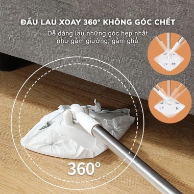 Chổi lau nhà tự động xoay 360 độ kẹp khăn tiện dụng, giảm giá 97.416 VND 4