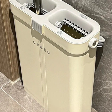 Chổi Lau Nhà Tự Vắt 360 độ Siêu Mỏng 4 Hệ Thống kèm Thùng Giặt & 2 Khăn Lau 40cm