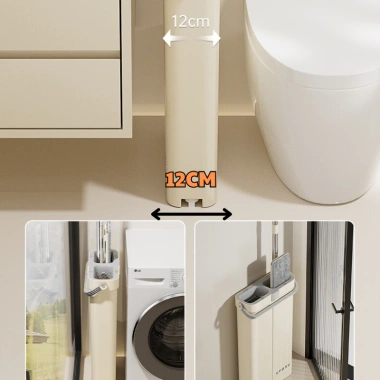 Chổi Lau Nhà Tự Vắt 360 độ Siêu Mỏng 4 Hệ Thống kèm Thùng Giặt & 2 Khăn Lau 40cm