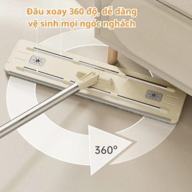 Chổi Lau Nhà Tự Vắt 360 độ Siêu Mỏng 4 Hệ Thống kèm Thùng Giặt & 2 Khăn Lau 40cm