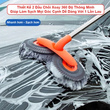 Chổi Lau Rửa Xe Ô Tô 2 Đầu Xoay 360 độ 3 Nấc Kéo Dài Tiện Lợi Bền Đẹp Giá 119k