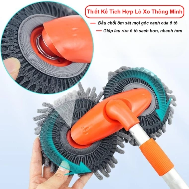 Chổi Lau Rửa Xe Ô Tô 2 Đầu Xoay 360 độ 3 Nấc Kéo Dài Tiện Lợi Bền Đẹp Giá 119k
