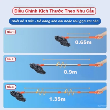 Chổi Lau Rửa Xe Ô Tô 2 Đầu Xoay 360 độ 3 Nấc Kéo Dài Tiện Lợi Bền Đẹp Giá 119k