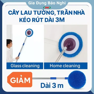 Chổi Lau Tường Trần Nhà Cán Inox Dày Dặn Kéo Rút 3m – Vệ Sinh Hiệu Quả, Giá 159.000₫