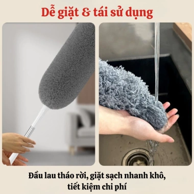 Chổi Quét Bụi Trần Cán Dài Xoay 360 độ - Lau Rèm, Quét Mạng Nhện, Gầm Giường Tiện Dụng Giá 63.000 9