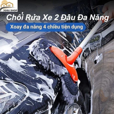 Chổi rửa xe ô tô 2 đầu xoay 360 độ khớp nối dụng cụ rửa xe bông mềm mại không xước giá ưu đãi 145.000