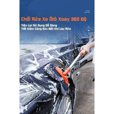 Chổi rửa xe ô tô 2 đầu xoay 360 độ khớp nối dụng cụ rửa xe bông mềm mại không xước giá ưu đãi 145.000