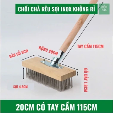 Chổi sắt chà rong rêu, có tay cầm - Vệ sinh sân vườn, bể bơi, Giá 50.000đ
