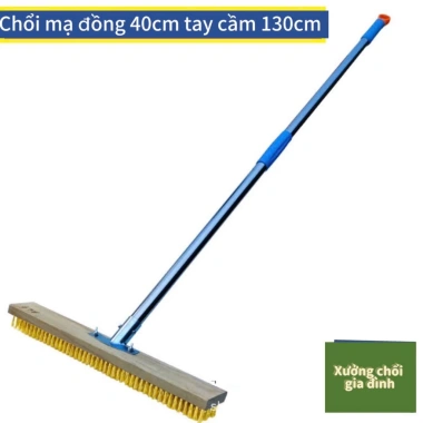 Chổi Sắt Mạ Đồng 130cm Tay Cầm Inox - Chà Sân, Vệ Sinh Rêu Bám Bẩn, Giá 45k