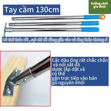 Chổi Sắt Mạ Đồng 130cm Tay Cầm Inox - Chà Sân, Vệ Sinh Rêu Bám Bẩn, Giá 45k