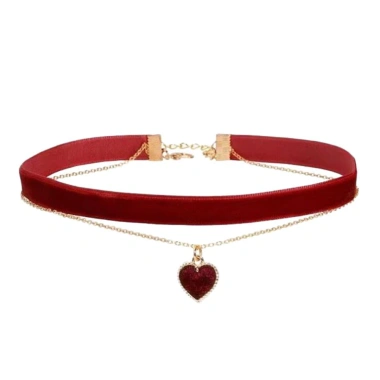 Choker Retro Nhung Đỏ Hình Trái Tim và Xương Đòn - Trang Sức Nữ Thời Trang Giá Khuyến Mãi 31.267đ