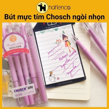 CHOSCH 956 Hộp 12 bút gel ngòi 0.5mm mực tím xanh viết êm, mực đều - Giá giảm còn 61.500 VND