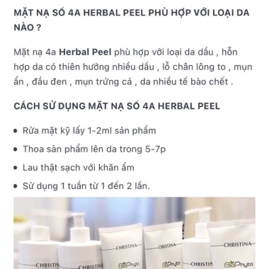 Christina Herbal Peel 4A Biophyto - Tẩy Da Chết Sâu, Loại Bỏ Mụn Cám Đầu Đen