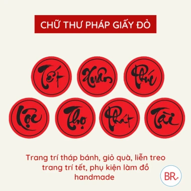 Chữ Thư Pháp Giấy Đỏ 2 Size Trang Trí Tháp Bánh, Treo Cây, Giỏ Quà - 30.000đ 2 Chữ Thư Pháp Giấy Đỏ 2 Size Trang Trí Tháp Bánh, Treo Cây, Giỏ Quà - 30.000đ 2