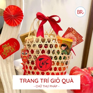 Chữ Thư Pháp Giấy Đỏ 2 Size Trang Trí Tháp Bánh, Treo Cây, Giỏ Quà - 30.000đ