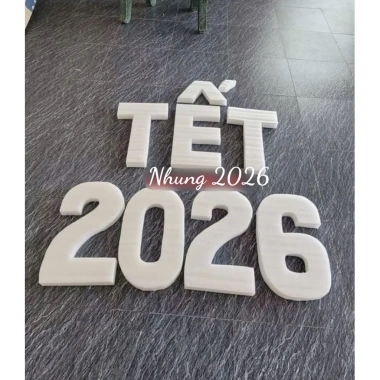 Chữ xốp dẻo TẾT 2.026 cao 50cm dày 5cm - Trang trí lễ hội, giá ưu đãi 215.000₫