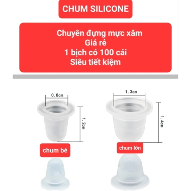 Chum silicon đựng mực xăm 100 chiếc/1 bịch - Giá siêu rẻ 25.000đ, siêu tiết kiệm