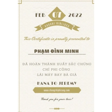 Chứng Chỉ Tình Yêu Phi Công Lái Máy Bay và Thiệp Dán Ảnh Theo Yêu Cầu, Giá 35.000đ