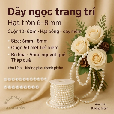 Chuỗi Hạt Ngọc Dây Ngọc Trai Giả Trắng Bóng 10-60m Gói Quà Sự Kiện Giá 55k
