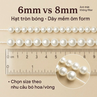 Chuỗi Hạt Ngọc Dây Ngọc Trai Giả Trắng Bóng 10-60m Gói Quà Sự Kiện Giá 55k