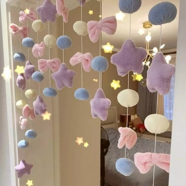 Chuỗi Treo Đồ Trang Trí Cửa Sổ 7/9 Bé Gái, Rèm Phòng Ngủ, Không Đục Lỗ, Giá 93.000đ