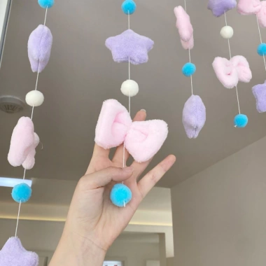 Chuỗi Treo Đồ Trang Trí Cửa Sổ 7/9 Bé Gái, Rèm Phòng Ngủ, Không Đục Lỗ, Giá 93.000đ