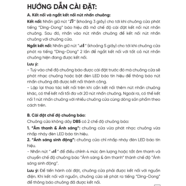 Chuông cửa không dây DB5 MPE 38 âm, không pin, đèn LED cảm biến ánh sáng - Giá 507.000đ 8