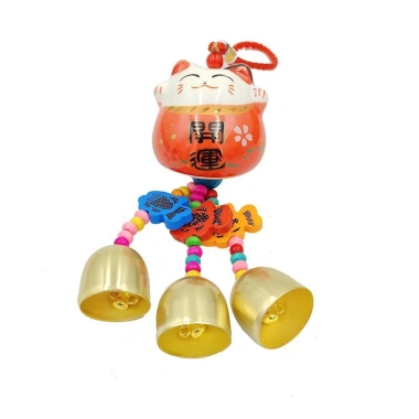 Chuông gió gốm sứ Mèo Thần Tài chữ Phúc mạ đồng, cầu tài lộc, treo ô tô, giá 19.000 VNĐ 10