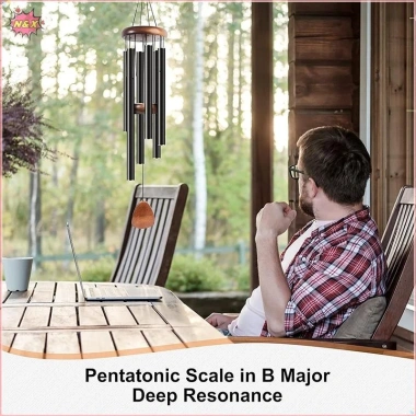 Chuông gió ống nhôm 26 inch cổ điển N X - thẻ treo gỗ, trang trí sân thượng, ban công, sân vườn, hành lang - giá ưu đãi 96.400₫