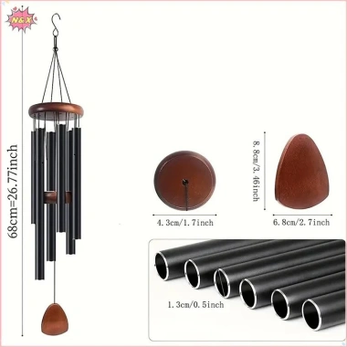 Chuông gió ống nhôm 26 inch cổ điển N X - thẻ treo gỗ, trang trí sân thượng, ban công, sân vườn, hành lang - giá ưu đãi 96.400₫