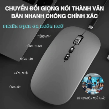 Chuột AI chuyển giọng nói thành văn bản không dây Bluetooth, đa ngôn ngữ, kèm dây sạc - Giá chỉ 160.000₫