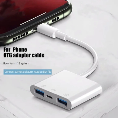 Chuột Bàn Phím Đĩa U + Cáp Chuyển Đổi OTG Lightning sang USB, Hỗ trợ iOS 13‑17, Cổng Sạc - Giá chỉ 59.005₫