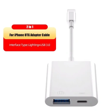 Chuột Bàn Phím Đĩa U + Cáp Chuyển Đổi OTG Lightning sang USB, Hỗ trợ iOS 13‑17, Cổng Sạc - Giá chỉ 59.005₫