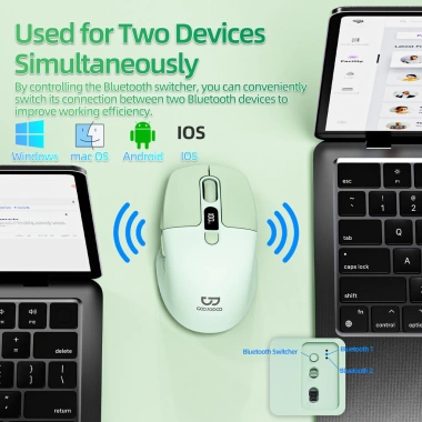 Chuột Bluetooth GOOJODOQ 2.4GHz Đa Kết Nối, Công Thái Học, Im Lặng, LED, DPI Điều Chỉnh - 205.554₫