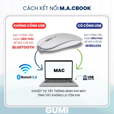 Chuột Bluetooth Không Dây M1Plus GumiTech - Pin Sạc, Click Im Lặng, Kết Nối Nhiều Thiết Bị, Giá Ưu Đãi 213.000₫ 2