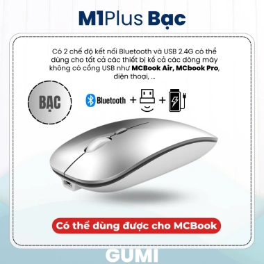 Chuột Bluetooth Không Dây M1Plus GumiTech - Pin Sạc, Click Im Lặng, Kết Nối Nhiều Thiết Bị, Giá Ưu Đãi 213.000₫ 10
