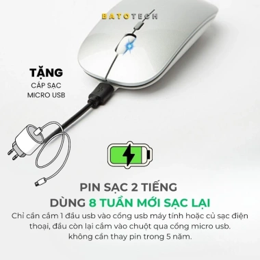 Chuột Bluetooth M500 BATOTECH – Thiết kế sang trọng, Bluetooth 5.0, Pin trâu, Giá 265.000₫