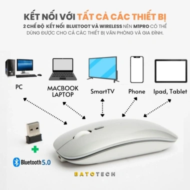 Chuột Bluetooth M500 BATOTECH – Thiết kế sang trọng, Bluetooth 5.0, Pin trâu, Giá 265.000₫
